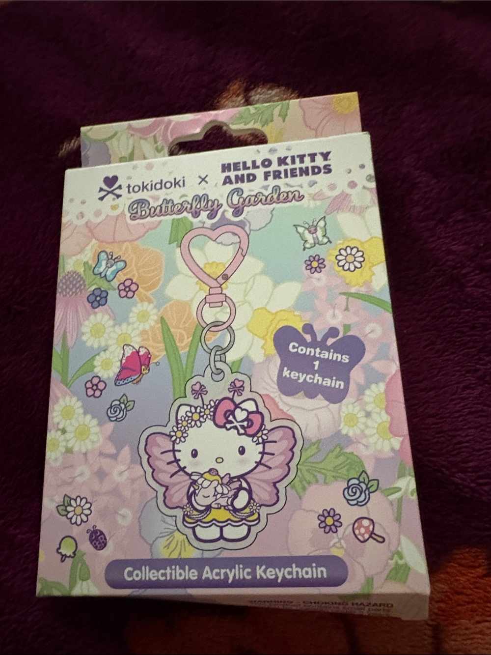 tokidoki x Hello Kitty Butterfly Garden Pastel Purple Acrylic Keychain